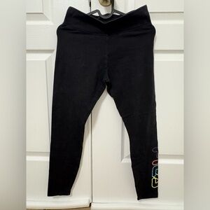Fila Women Black Leggings with Colorful Logo